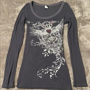 Women's Charcoal Long Sleeve Top